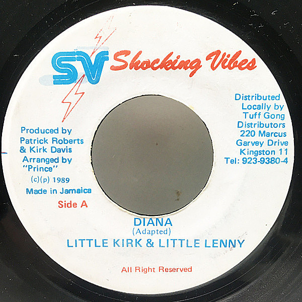 レコードメイン画像：【PAUL ANKA屈指の名曲 Diana カヴァー】7'' JAMAICA オリジナル LITTLE KIRK & LITTLE LENNY ('89 Shocking Vibes) ポール・アンカ 45's