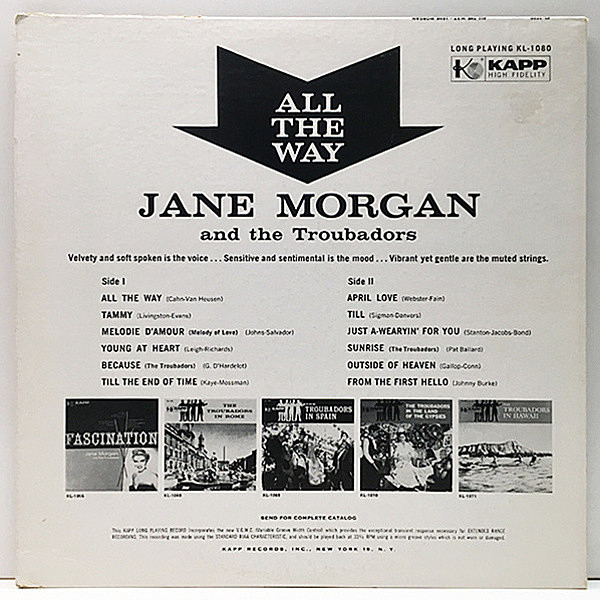 JANE MORGAN / All The Way (LP) / Kapp | WAXPEND RECORDS