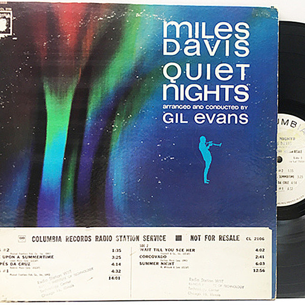 レコードメイン画像：白プロモ 良好盤!! MONO 2eye US 完全オリジナル MILES DAVIS Quiet Nights (Columbia CL 2106) マイルス流クール・サウンドの極み