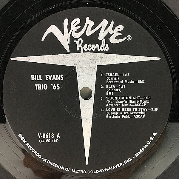 米LP Bill Evans Trio 65 (- Van Gelder) V68613 VERVE /00400 米LP Bill Evans Trio 65 (- Van Gelder) V68613 VERVE /00400