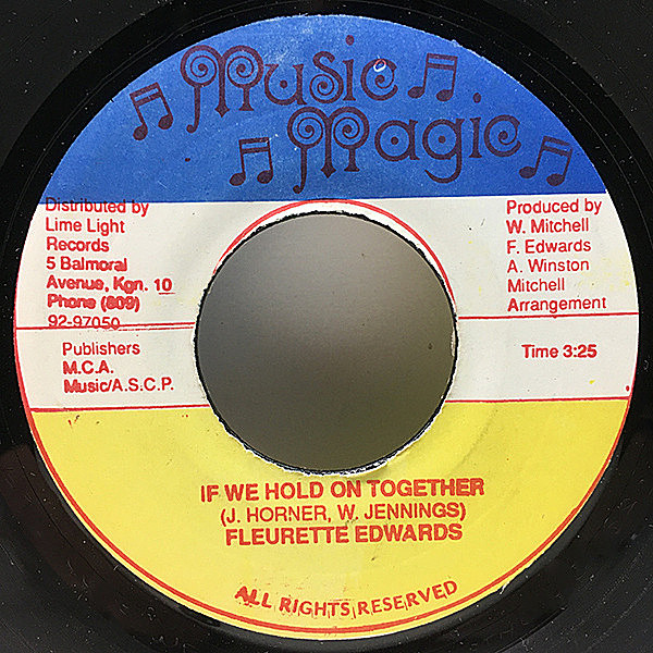 レコードメイン画像：【DIANA ROSS名曲カヴァー】7'' JAMAICA オリジナル FLEURETTE EDWARDS If We Hold On Together (Music Magic) Sweet Female Vocal！