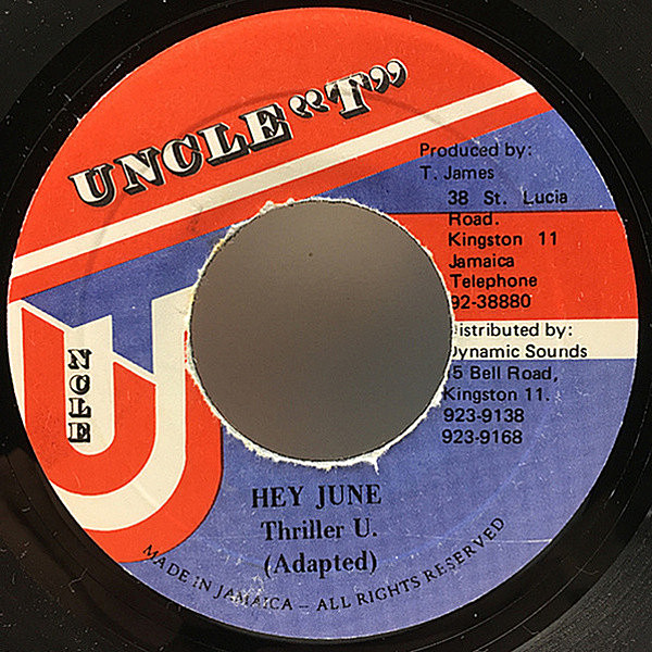 レコードメイン画像：【BEATLES／Hey Judeのレゲエ・カヴァー】美盤!! JAオリジナル THRILLER U Hey June ('91 Uncle T) ビートルズ Reggae Cover シングル 45's