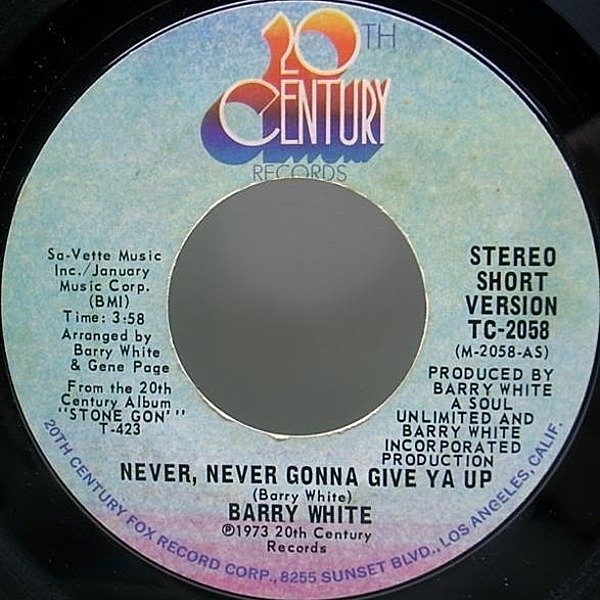 レコードメイン画像：ドラムブレイク Orig BARRY WHITE Never Never Gonna Give Ya Up