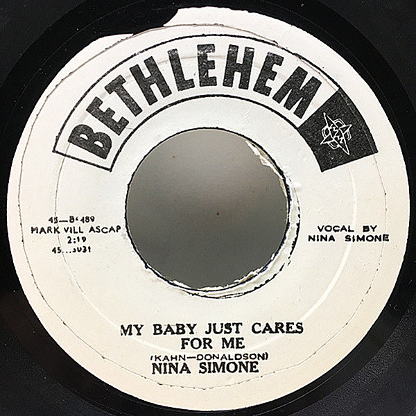 レコードメイン画像：【不朽のデビュー作からのナイス・カップリング】MONO JAMAICAプレス NINA SIMONE My Baby Just Cares For Me (Bethlehem) Ska好きもマスト