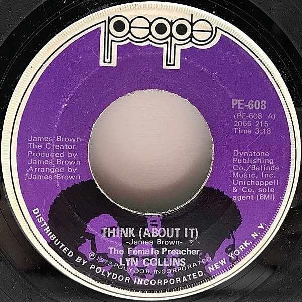 レコードメイン画像：両マト1A STERLING刻印 7インチ USオリジナル LYN COLLINS Think (About It) / Ain't No Sunshine ('72 People) BILL WITHERSカヴァー JB's