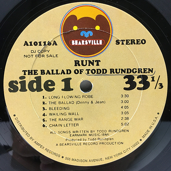 TODD RUNDGREN / Runt. The Ballad Of Todd Rundgren (LP