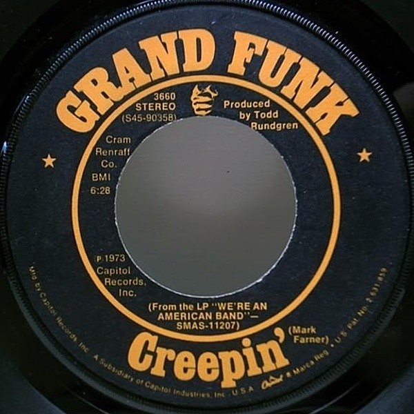レコードメイン画像：試聴 45' USオリジ GRAND FUNK We're An American Band Creepin