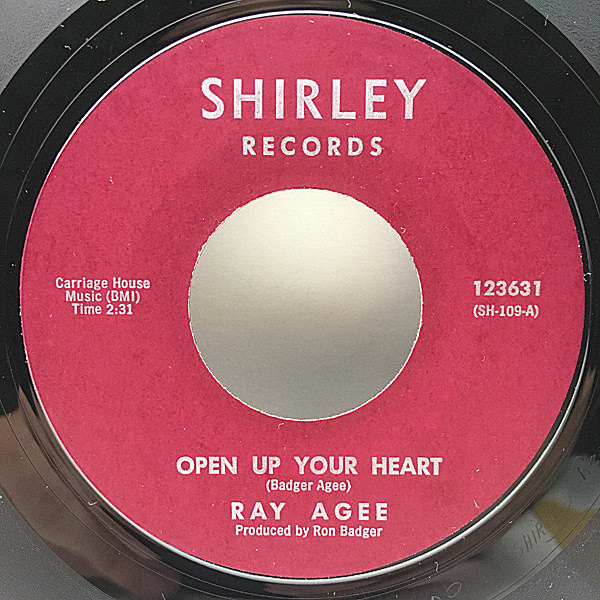 レコードメイン画像：【レイジーな激渋ブルース】美盤!! USオリジナル RAY AGEE Open Up Your Heart / The Gamble (Shirley SH-109) 7'' 珍盤！両面最高です！