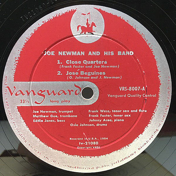 JOE NEWMAN / Joe Newman And His Band (10) / Vanguard