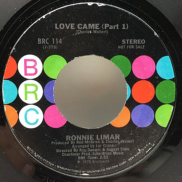 レコードメイン画像：【X-OVER CHICAGO SOUL】美盤!! プロモ 7'' USオリジナル RONNIE LIMAR Love Came ('75 BRC 114) MONO仕様 70's Nice Medium
