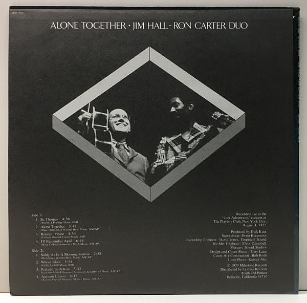ジム・ホール & ロン・カーター　アローン・トゥゲザー　12㌅レコード JIM HALL / RON CARTER / Alone Together (LP) / Milestone