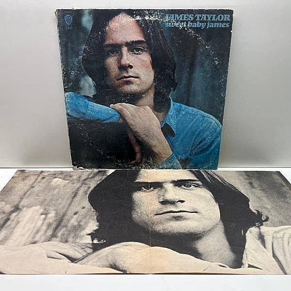 レコードメイン画像：USオリジナル ポスター付き 初版 緑ラベル JAMES TAYLOR Sweet Baby James ('70 Warner Bros. WS 1843) w/ Carole King, Danny Kortchmar