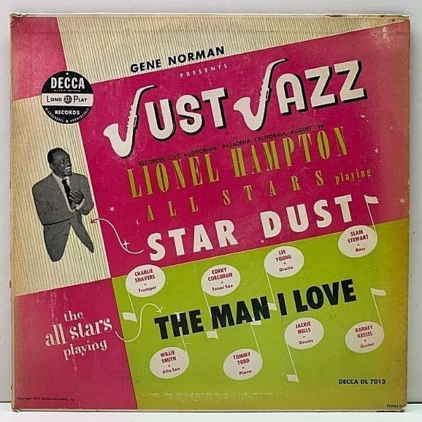 レコードメイン画像：屈指の名演『Star Dust』レア 10'' 原盤 USオリジナル LIONEL HAMPTON Just Jazz (Decca DL 7013) Willie Smith, Barney Kessel ほか