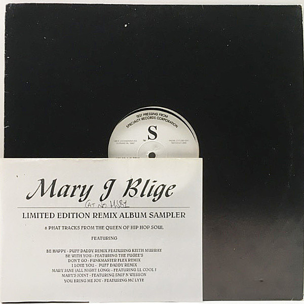レコードメイン画像：【テストプレス・オンリー／限定サンプラー盤】LTD. 12'' MARY J BLIGE Remix Album Sampler Ep 7曲入り Limited Edition, Test Pressing