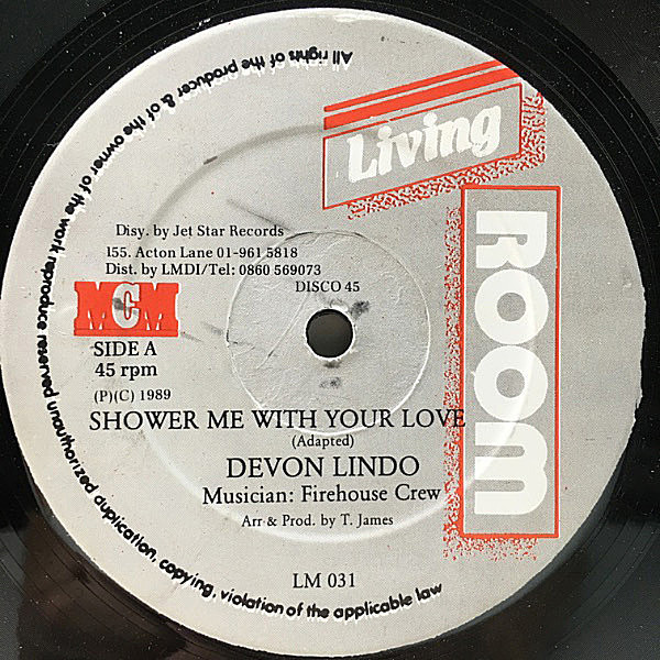 レコードメイン画像：【SUFACE名曲カヴァー！MID LOVERS】DEVON LINTON [Devon Lindo] Shower Me With Your Love / NINJA MAN Learn To Read ('89 Living Room)
