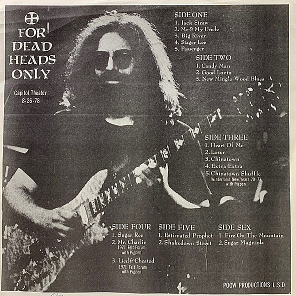 レコードメイン画像：【’78年 Capitol Theatre Live音源 3Lp BOX】GRATEFUL DEAD For Dead Heads Only (POOW Productions L.S.D.) Unofficial White Lbl. レア