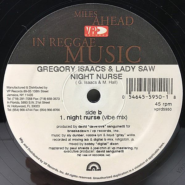 GREGORY ISAACS / LADY SAW / Night Nurse (12) / VP | WAXPEND