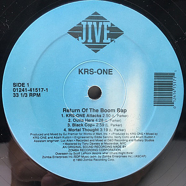 レコードメイン画像：【DJ Premier, Showbiz, Kid Capri プロデュース】USオリジナル 2Lp 手書きDMM刻印 KRS-ONE Return Of The Boom Bap ('93 Jive) 名盤