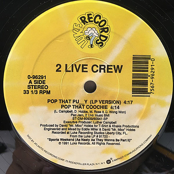 【2025A/W新作★送料無料】 2 LIVE CREW / Pop That Pussy (12) / Luke Skyywalker 洋楽