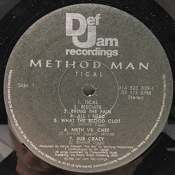 METHOD MAN / Tical (LP) / Def Jam | WAXPEND RECORDS