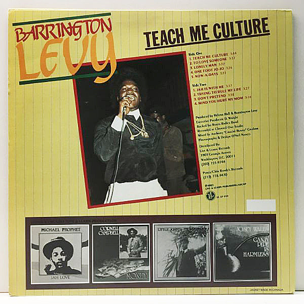 BARRINGTON LEVY / Teach Me Culture (LP) / Live & Learn | WAXPEND