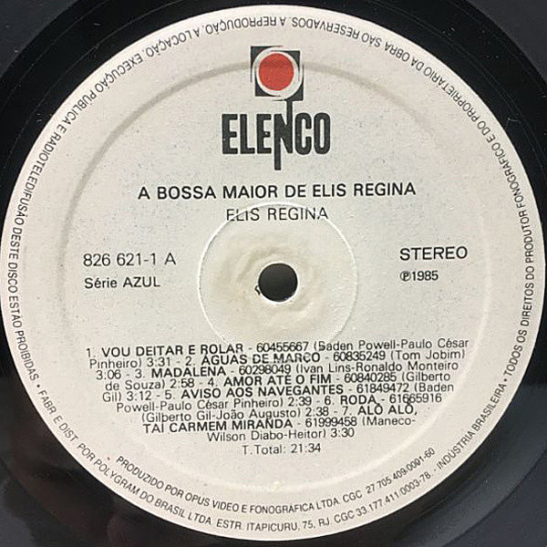 ELIS REGINA / A Bossa Maior De Elis Regina (LP) / Elenco
