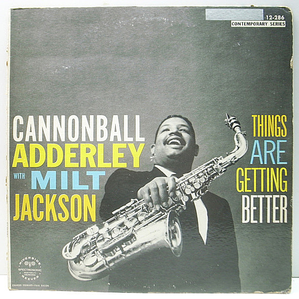 レコードメイン画像：良盤!! 黒ラベル 深溝 CANNONBALL ADDERLEY With MILT JACKSON Things Are Getting Better (Riverside RS 1128) Wynton Kelly ほか