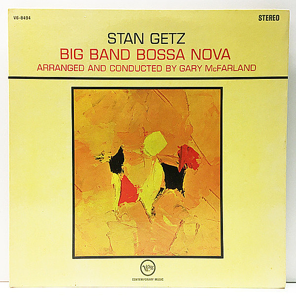 レコードメイン画像：美品 USオリジナル 深溝 コーティング STAN GETZ Big Band Bossa Nova ('62 Verve) Gary McFarland, Jim Hall, Hank Jones ほか 名盤