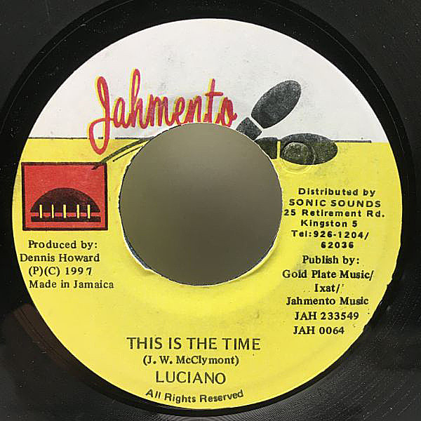 レコードメイン画像：【アダルトなR&Bマナーの極上メロウ】JAオリジ LUCIANO This Is The Time ('97 Jahmento) version/w. SLY & ROBBIE, GITSY, B. MYAZ