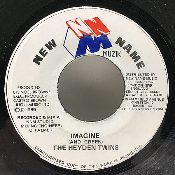 レコードメイン画像：【JOHN LENNONの名曲カバー】唯一？シングル HEYDEN TWINS Imagine ('89 New Name Muzik) 試聴 ジョン・レノン イマジン Remake マイナー盤