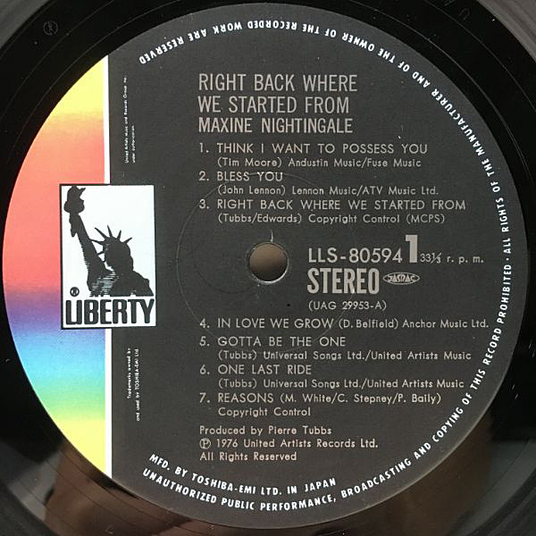 MAXINE NIGHTINGALE / Right Back Where We Started From (LP