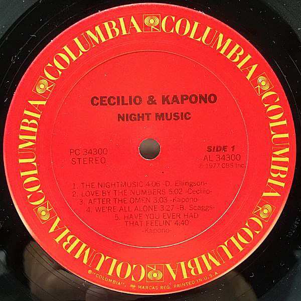 CECILIO & KAPONO / Night Music (LP) / Columbia | WAXPEND RECORDS