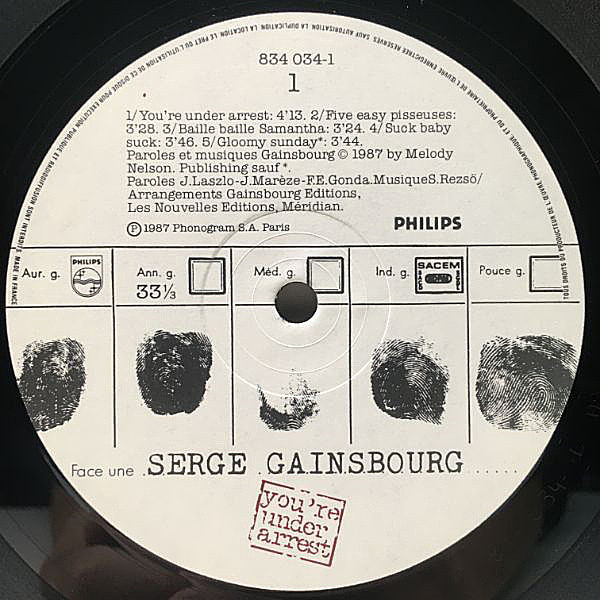 Serge Gainsbourg Programme Plus レコード SERGE GAINSBOURG / You're Under Arrest (LP) / Philips