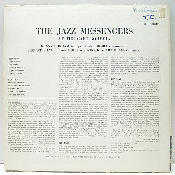 米LP Jazz Messengers At The Cafe Bohemia BST81507 BLUE NOTE /00260 The Jazz Messengers – At The Cafe Bohemia Volume 1 – Vinyl