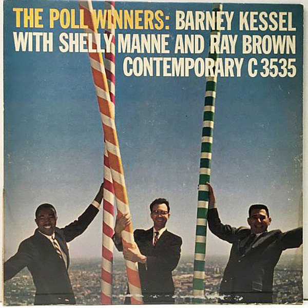 レコードメイン画像：初版 2色刷り D1マト MONO 深溝 US 完全オリジナル BARNEY KESSEL The Poll Winners (Contemporary C3535) RAY BROWN, SHELLY MANNE