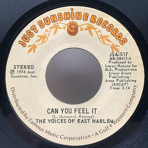 レコードメイン画像：レアな美盤!! USオリジ VOICES OF EAST HARLEM Can You Feel It / Wanted, Dead, Or Alive (Just Sunshine) 人気曲のカップリング 45's