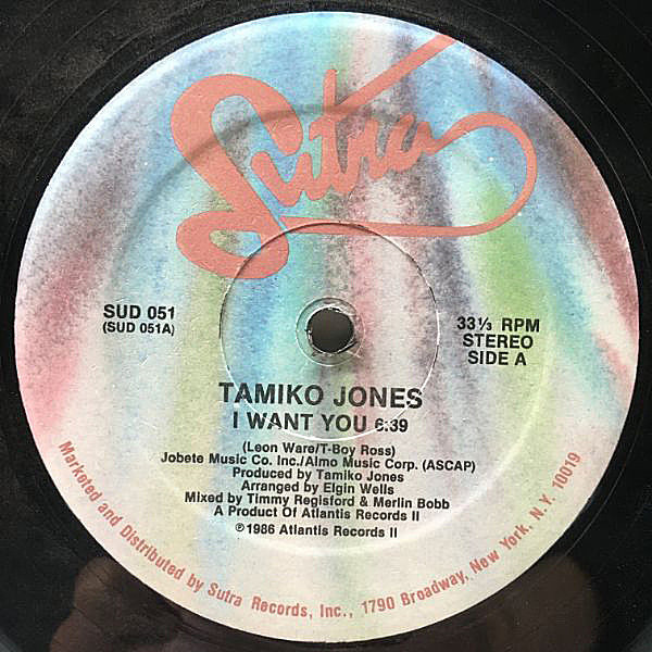 レコードメイン画像：【MARVIN GAYE／I Want You！グレイト・テイク】オリジナル TAMIKO JONES Tamiko's Groove (Sutra) TIMMY REGISFORDのNYアンダー・サウンド