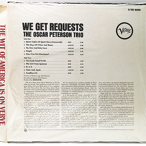OSCAR PETERSON / We Get Requests (LP) / Verve | WAXPEND RECORDS