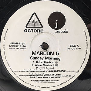 レコード画像：MAROON 5 / Sunday Morning / This Love