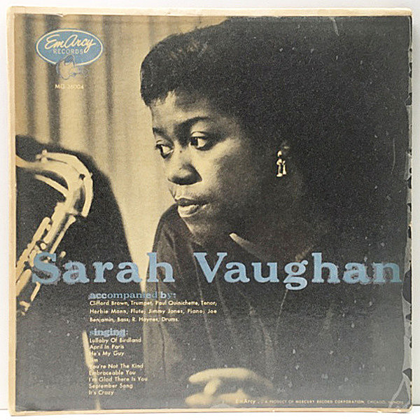 レコードメイン画像：MONO 小ドラマー 深溝 SARAH VAUGHAN Same (EmArcy 36004) コーティング仕様 Clifford Brown, Jimmy Jones, Roy Haynes ほか