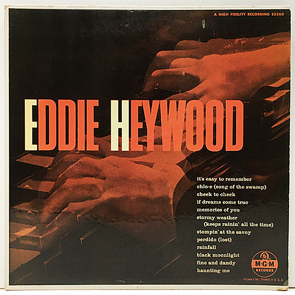 レコードメイン画像：【知的で美麗なスタンダード集】USオリジナル EDDIE HEYWOOD Same (MGM E 3260) MONO 深溝 コーティング仕様 あまり見ません レア Lp