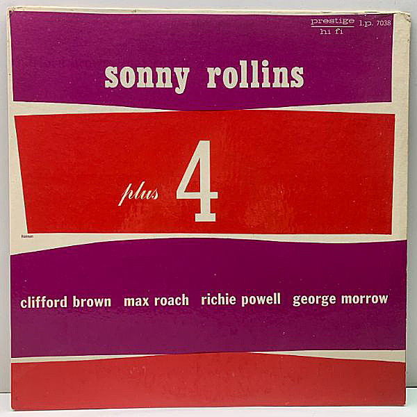 レコードメイン画像：レアな美盤!! NYC 米オリジナル SONNY ROLLINS Plus 4 [Four] CLIFFORD BROWN, RICHIE POWELL, GEORGE MORROW, MAX ROACH (Prestige 7038)
