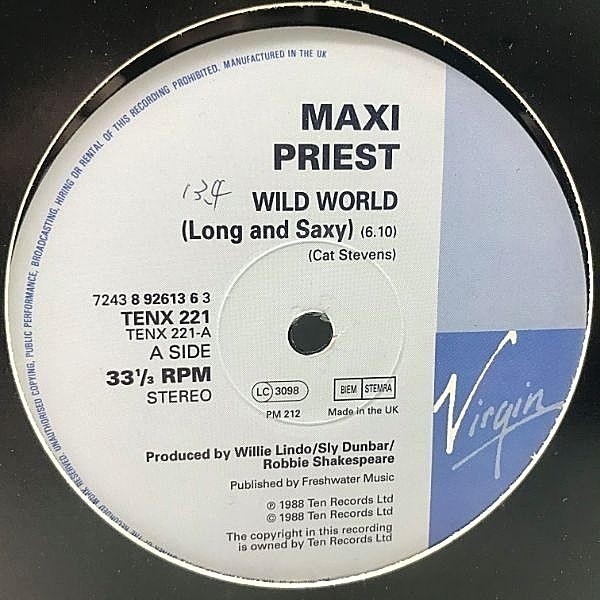 レコードメイン画像：【ロングテイク】UK 12インチ MAXI PRIEST Wild World [Long And Saxy] c/w. On And On ('88 10 TENX 221) ラヴァーズ・ロック 名作