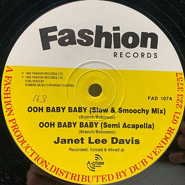 レコードメイン画像：【MIRACLESの60sソウル名曲ラヴァーズ・カヴァー】UKオンリー JANET LEE DAVIS Ooh Baby Baby ('92 Fashion) Slow & Smoochy, Bogle Mix