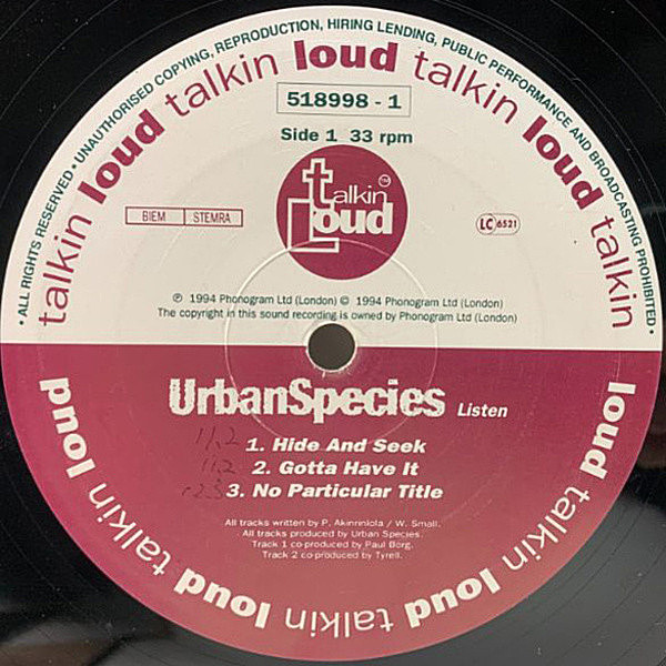 URBAN SPECIES / Listen (LP) / Talkin' Loud | WAXPEND RECORDS