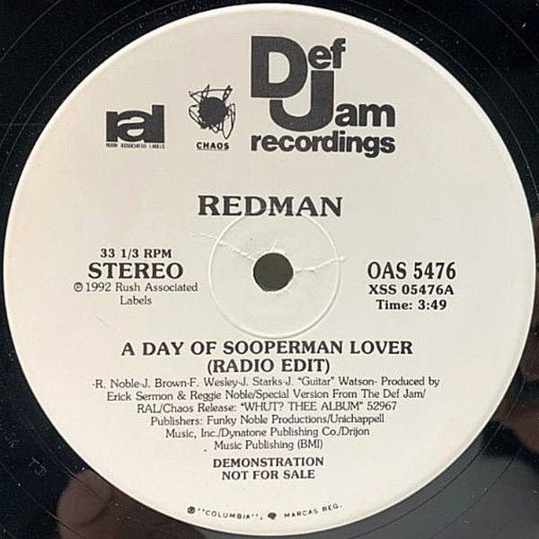 レコードメイン画像：USプロモオンリー 12インチ オリジナル REDMAN A Day Of Sooperman Lover ('92 Def Jam) JOHNNY GUITAR WATSON Superman Lover 使い