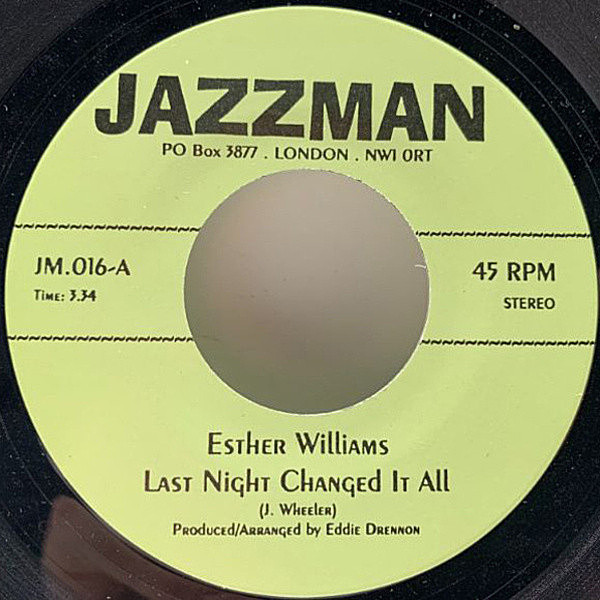 レコードメイン画像：ベル音無し！7オンリー・テイク 美品 7インチ ESTHER WILLIAMS Last Night Changed It All / TOMMIE YOUNG Hit And Run Lover (Jazzman)