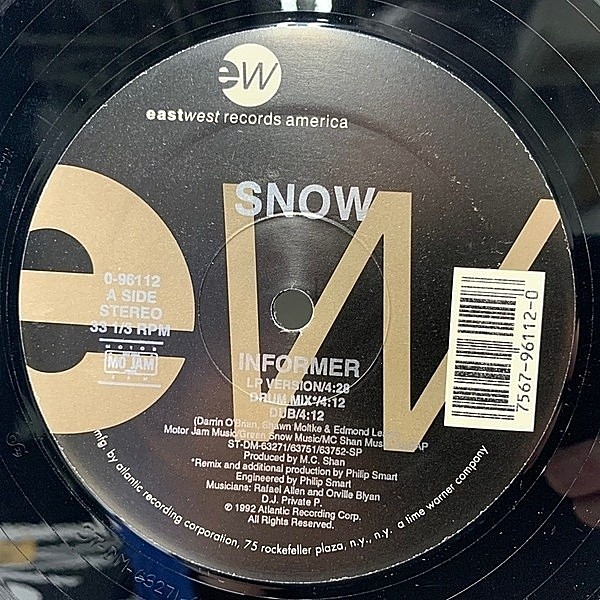 レコードメイン画像：USオリジナル MASTERDISK刻印 EUジャケ付き SNOW Informer ('92 EastWest) ジャジーな Super Dub を含む全全6トラックス！