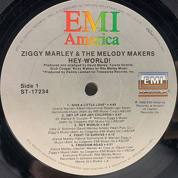 ZIGGY MARLEY / MELODY MAKERS / Hey World (LP) / EMI
