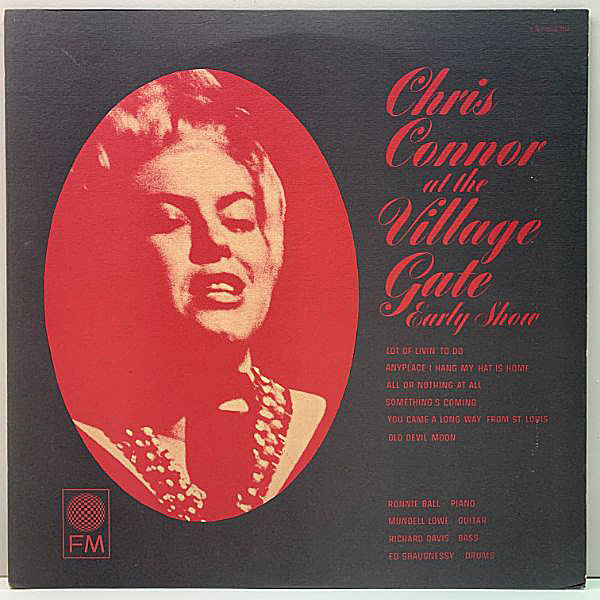 レコードメイン画像：美品 CHRIS CONNOR At The Village Gate Early Show / Late Show ('75 FM) Ronnie Ball, Mundell Lowe, Richard Davis, Ed Shaugnessy